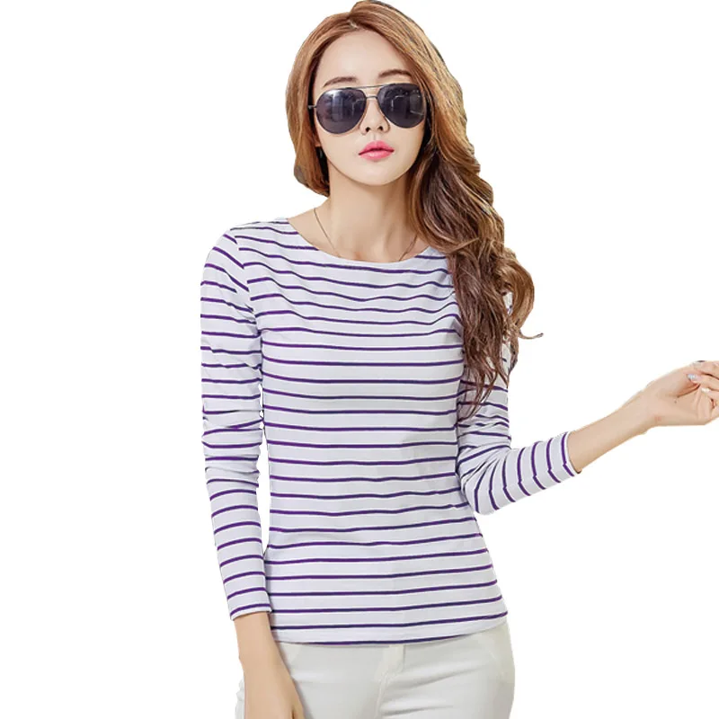 Женская футболка в полоску с длинным рукавом 2018|women tshirt|poleras de mujerblusas t shirt |