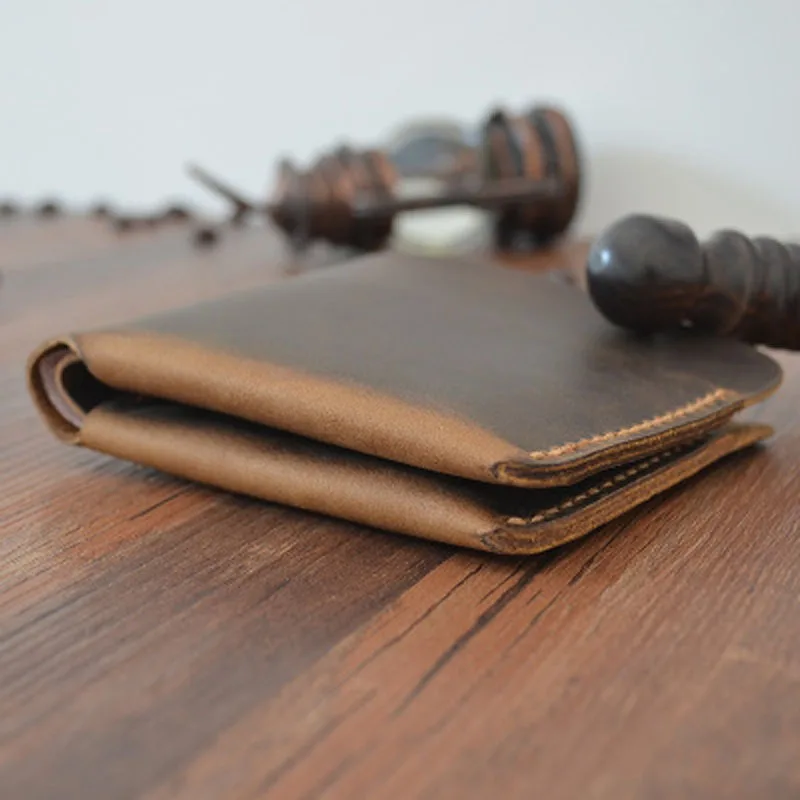 Мужской кошелек из натуральной кожи дизайнерский винтажный короткий