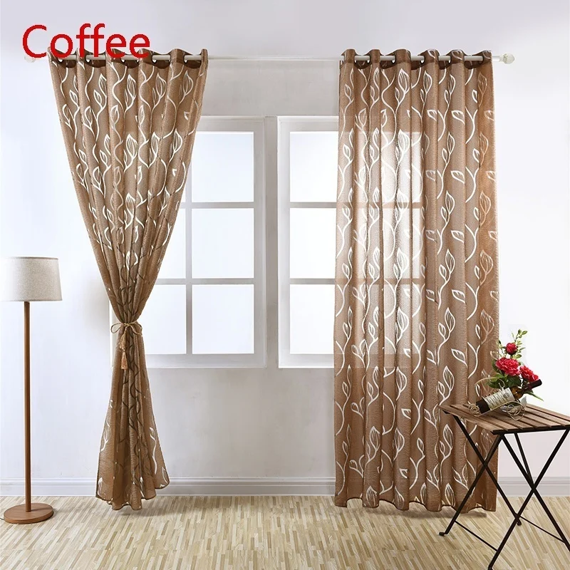 80 см * 200 решетки Пряжа Красота листьями Тюль Шторы окна Спальня полупрозрачные