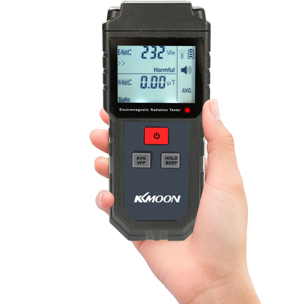 

KKmoon Digital LCD Electromagnetic Radiation Tester Electric Field Magnetic Field Dosimeter Detector with Sound Light Alarm