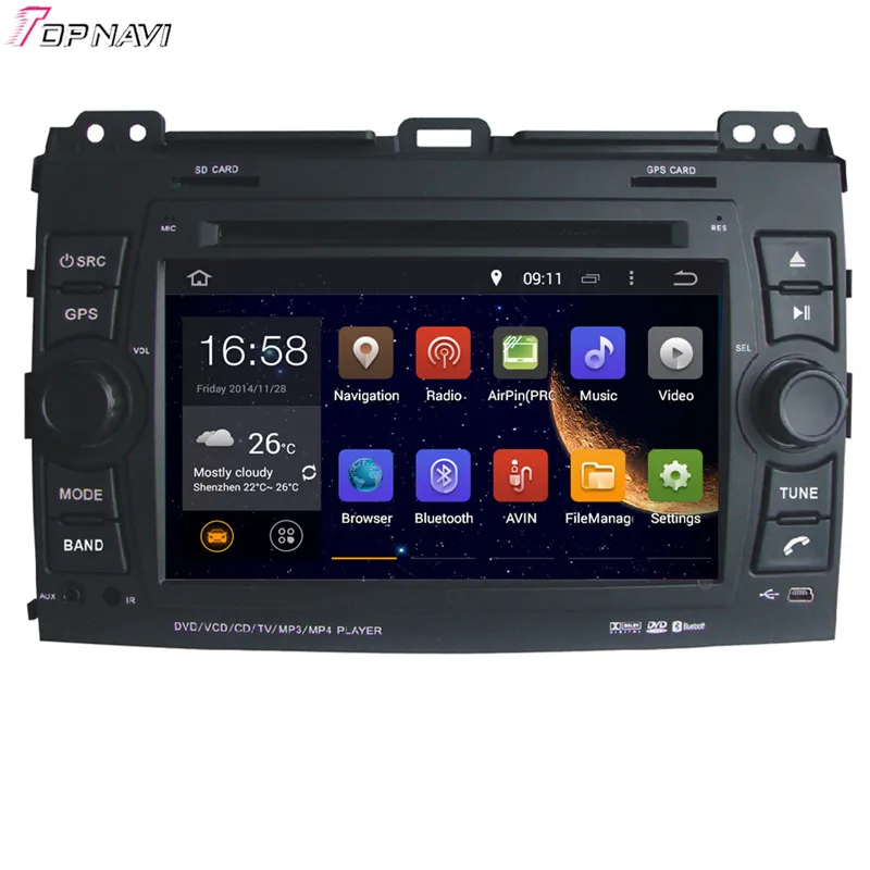 TOPNAVI 7 ''Восьмиядерный 4 Гб RAM Android 6 0 Автомобильный Радио Стерео GPS для Toyota Prado 2002