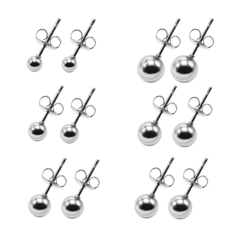 6 пар серьги гвоздики из нержавеющей стали 3 8 мм 5 цветов|stud earrings|ear stud earringsearrings for men