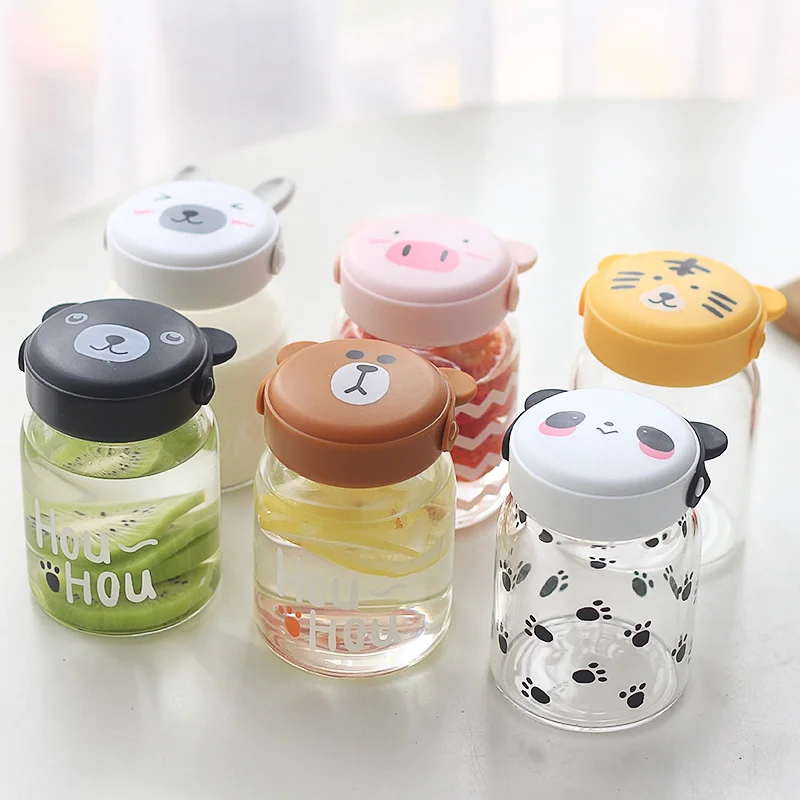 Стеклянная бутылка для воды спортивная BPA бесплатно детей животные фрукты