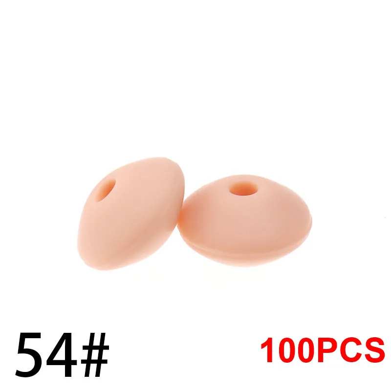 54 Peachy QHBC 12*7 мм Прорезыватель для зубов 100 бусины в форме чечевицы силиконовый жемчуг BPA бесплатно детский кусающий Прорезыватель для зубов ожерелье пищевого класса мама игрушки для кормления - Цвет: 54 Peachy