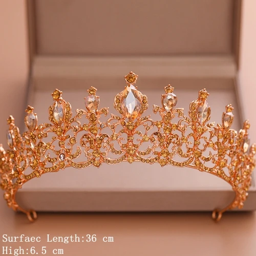 Champagne gold Хрустальные Свадебные короны для невесты, корона для волос, тиара, золотые свадебные аксессуары для волос, Хрустальная свадебная тиара для женщин, свадебные украшения для волос - Окраска металла: Champagne gold