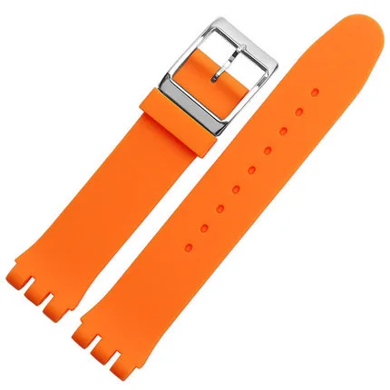 Цветной ремешок для часов Swatch силиконовый ремешок для SFK397 SFE102 мужские и женские часы 17 мм 19 мм водонепроницаемый ремешок Correa Reloj - Цвет ремешка: Orange