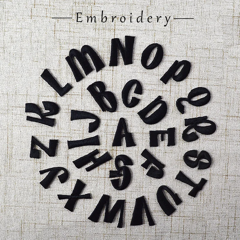 Черный набор с вышитыми буквами и именем 26 шт. | Дом сад