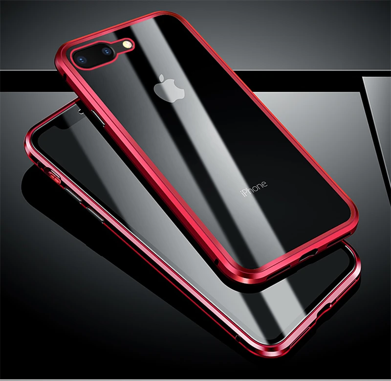 Роскошный 360 Полный Магнитный прозрачный чехол, чехол для iPhone 11 Pro XS Max X 8 7 Plus 8Plus iPhone прозрачное стекло
