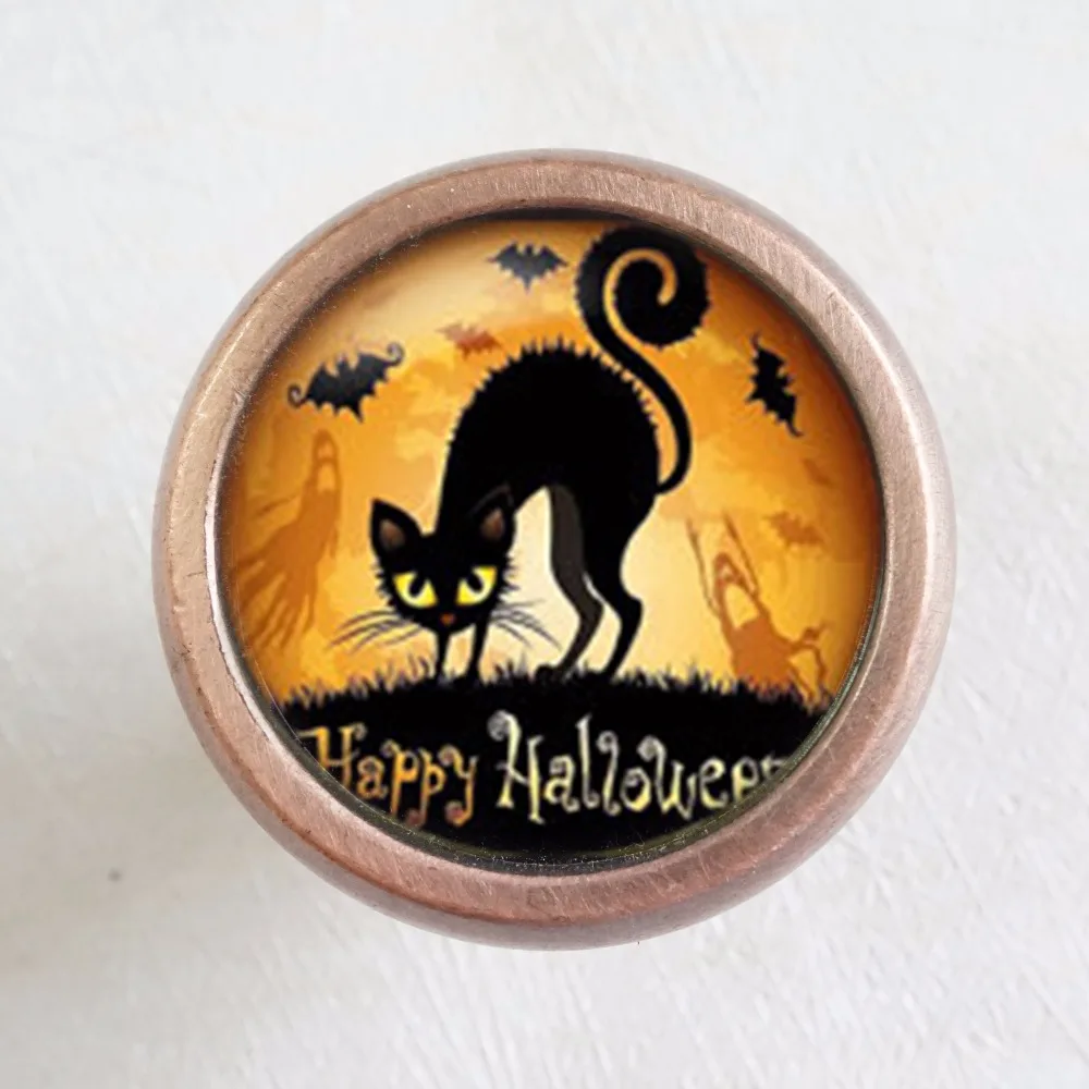 

Halloween black cat - Drawer Knobs Pulls Handles / Kitchen Cabinet Knobs Handle Pull / Antique Brass Dresser Drawer Knobs Pulls