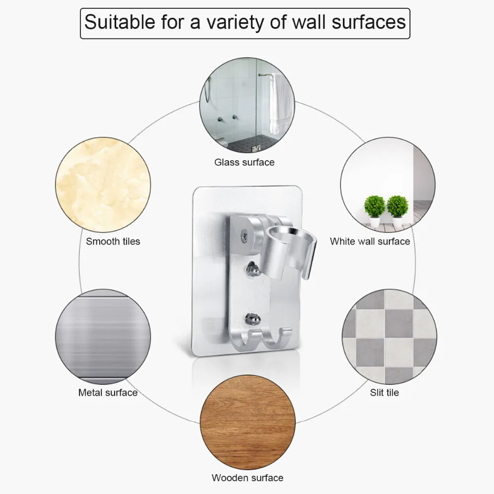Регулируемый держатель для душевой головки с крючками на присоске ванной