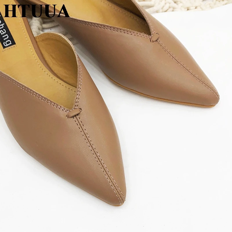 HTUUA модная прошитая Шлёпанцы Для женщин на низком каблуке тапочки Повседневное