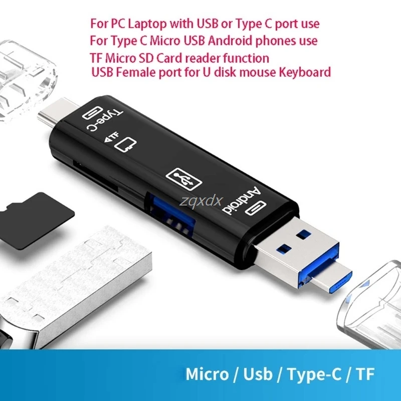 1 шт. изысканный портативный 128 ГБ Micro USB Type C TF кардридер OTG концентратор адаптер