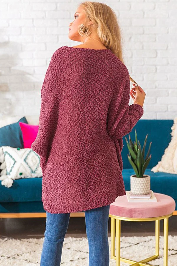 Echoine Apricot/Gray/Red Winter Autumn Break Knit Tunic Sweater Women Casual O Neck Long Sleeve Loose Pockets Tops | Женская одежда