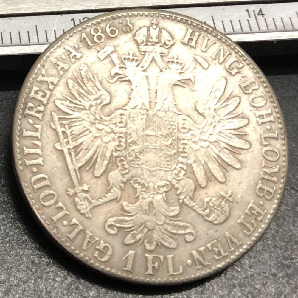 1863 Австрия 1 Флорин Франц Иосиф I Посеребренная копировальная монета|Безвалютные