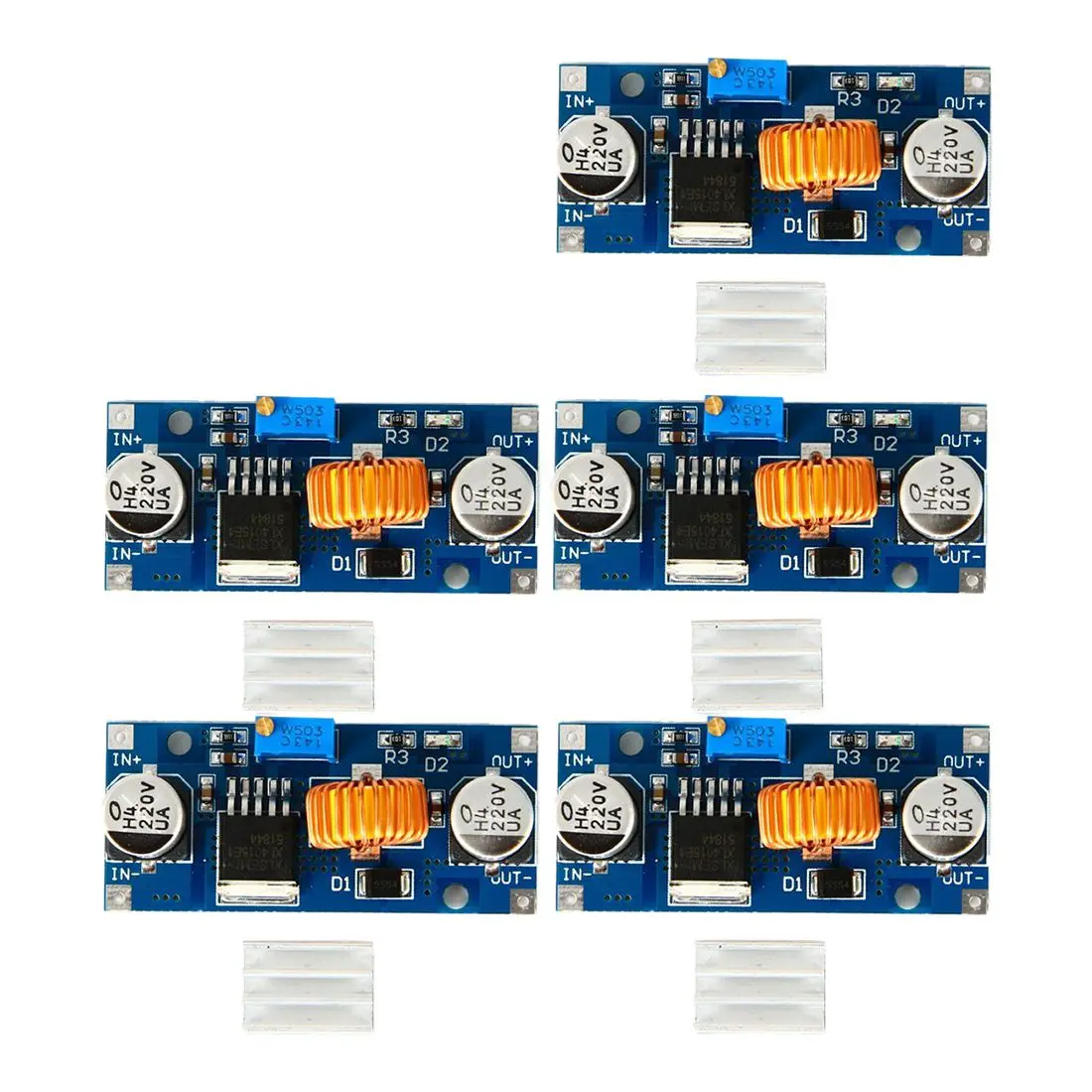 5 шт. XL4015 DC-DC понижающий 5A Регулируемый Модуль питания светодиодный зарядное