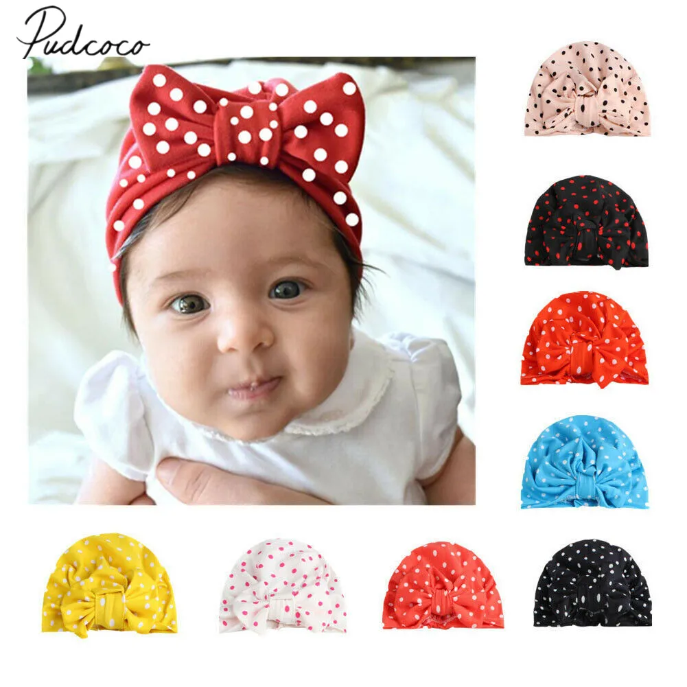 2019 Baby Accessories Toddler Kids Unisex Infant Bow-knot Headband Beanie Turban Hat Cap Head Wrap Dot Headwear Caps Gifts | Детская