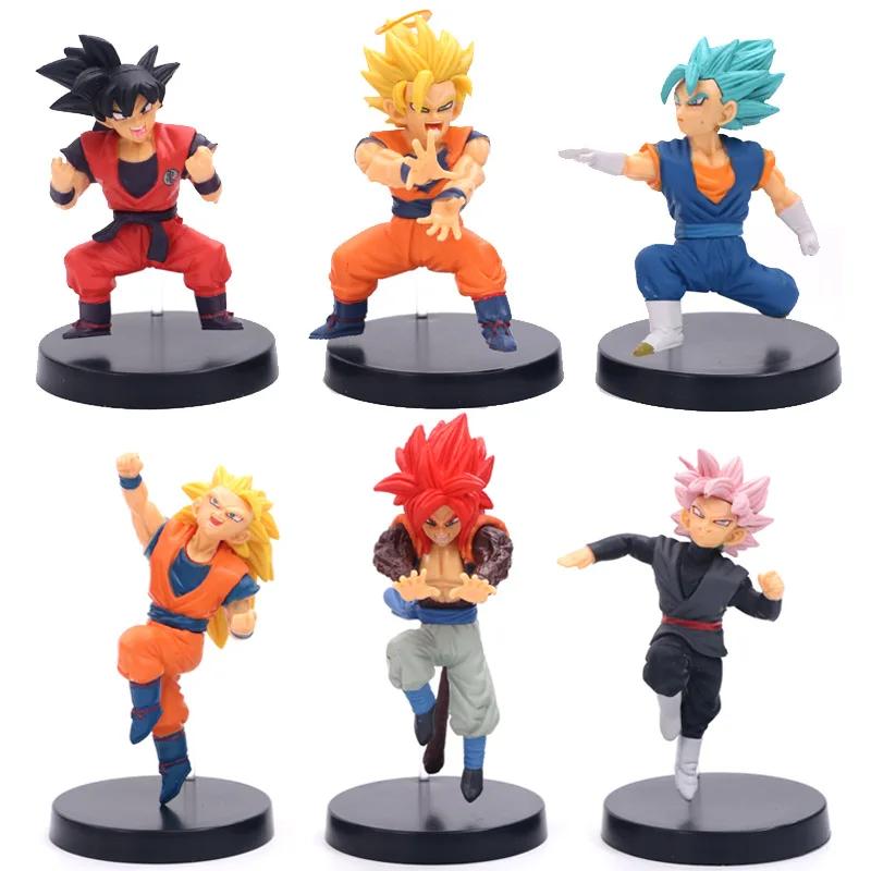 Аниме игрушки 6 шт./компл. Dragon Ball Z Vegetto Vegeta Zamasu Goku Black gogeta ПВХ Фигурки Модель куклы