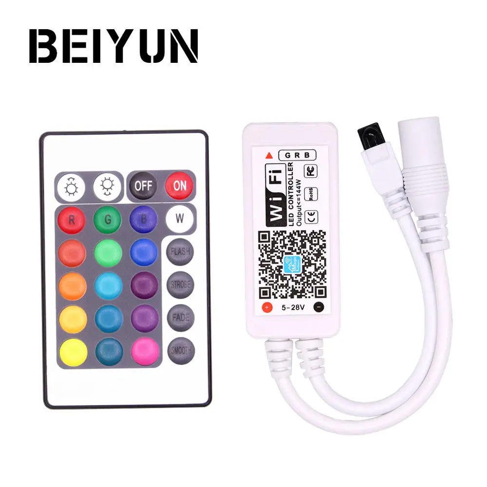 DC 12V Мини WIFI LED RGB контроллер с ИК 24Key пульт дистанционного управления со смартфона