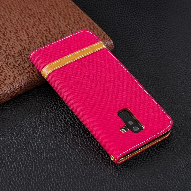 Magnetic Holder Wallet Case For Samsung Galaxy A6 A8 Plus 2018 Color Cloth Phone Bag A3 A5 2016 2017 Flip Cover | Мобильные телефоны