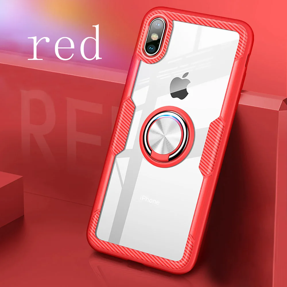 Eqvvol автомобильный магнитный держатель чехол для iPhone XR XS MAX X 8 Plus 7 6 палец кольцо держатель чехол s 7Plus карбоновое волокно прозрачный чехол