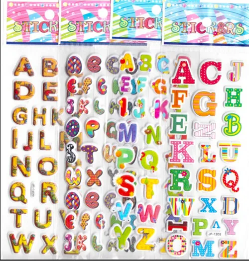 

20pcs/lot cartoon ABC letters 3D foam stickers boys girls preschool award early learning education toys game kids gifts children