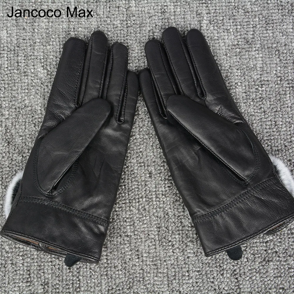 Jancoco Max высококачественные перчатки из натуральной овечьей кожи с кроличьим мехом женские Зимние Модные Стильные варежки S2051