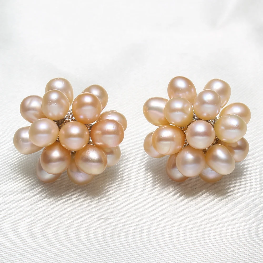 YYW 1 пара Новинка хит натуральный пресноводный жемчуг серьги гвоздики цветок