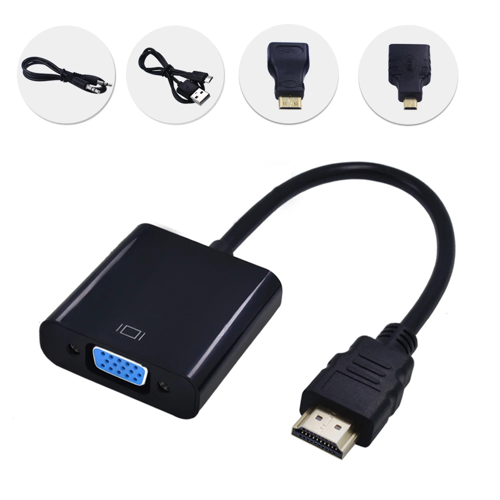 Кабель TISHRIC Mini + Micro Connetor HDMI VGA с аудиокабелем конвертер питания Папа мама адаптер