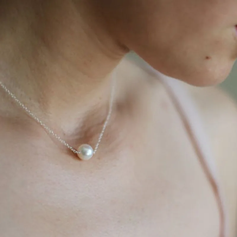

12pcs/lot simple pearl collar bone a bead chain necklace