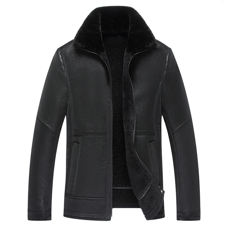 Pictur Color 4 Mens Jacket Autumn And Winter New Self Cultivation Fur One Motorcycle Jacket Warm Plus Velvet Solid Color Lapel Short coat Men - Цвет: Pictur Color 4
