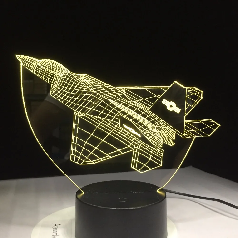 3D светильник новинка иллюзионный самолёт Воздушная Ночная лампа USB