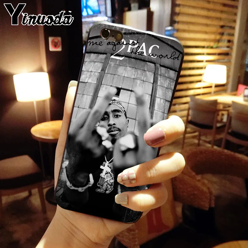 Умный чехол Yinuoda 2Pac Tupac черный силиконовый мягкий для iphone X XS MAX 5 6S SE 7 8 plus XR чехлы