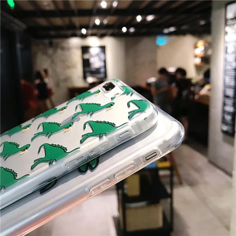 Clear Cute Case for iphone XS Max 7 7Plus 8 8plus Dinosaur Cartton Cover For 6 6s plus XR X 10 Coque XSMax |