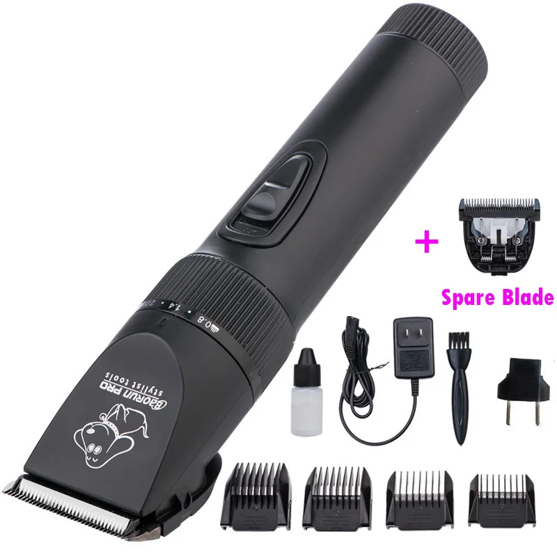 Black Add a Blade Baorun P7 электрические низким уровнем шума Pet Cat собак машинка для стрижки волос Профессиональный Уход за лошадьми комплект Перезаряжаемые триммер бритвы Стрижка машина - Габаритные размеры: Black Add a Blade