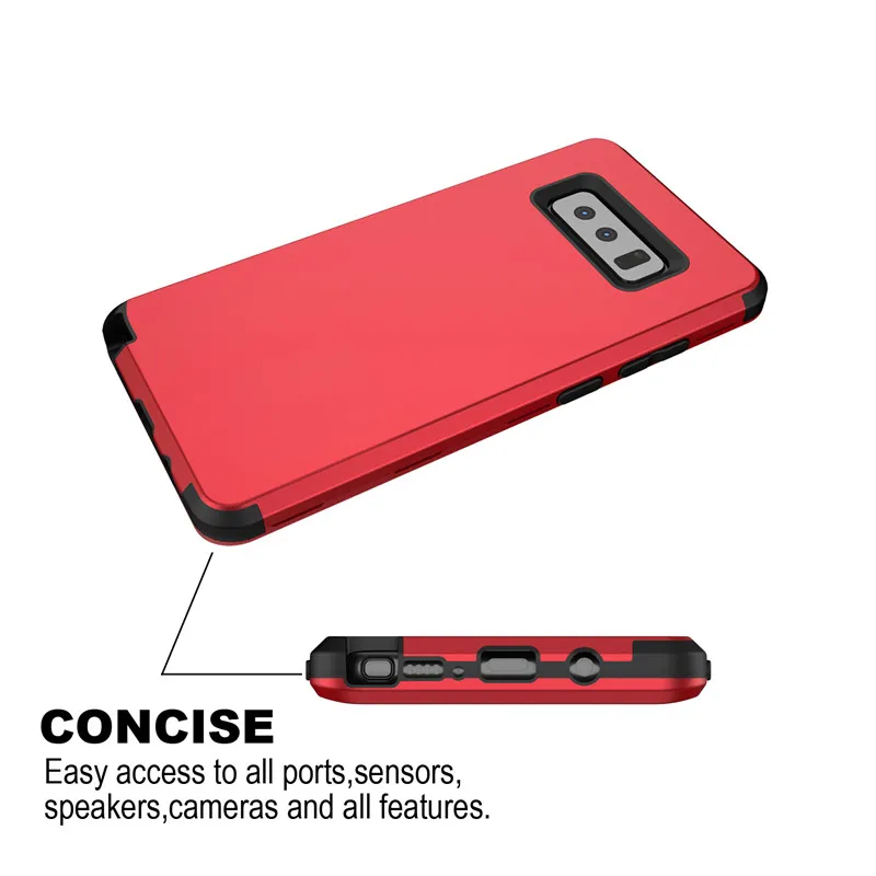 Samsung s9 Plus note8 Plain Color PU Soft Silicone Hard PC 360 Degree Shockproof Hybrid Armor 3-Layers Full-Body Protection Case |