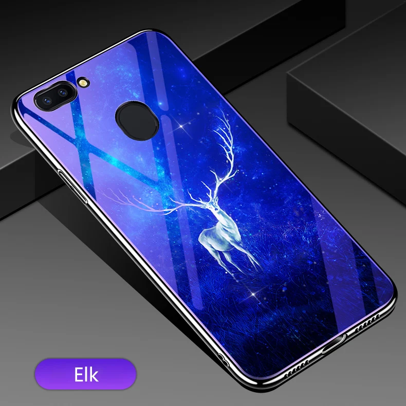 Elk Синий светильник, чехол из закаленного стекла для Xiaomi mi 8 SE Lite, чехол с цветной печатью, роскошная гибридная задняя крышка для mi 8 Lite, оболочка, Fundas - Цвет: Elk