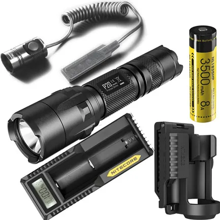 NITECORE P20 Тактический светильник CREE XM-L2 Макс 800 Люмен двойной переключатель задний фонарь наружный фонарь дальность луча 210 м поисковый светильник - Испускаемый цвет: Full Kit
