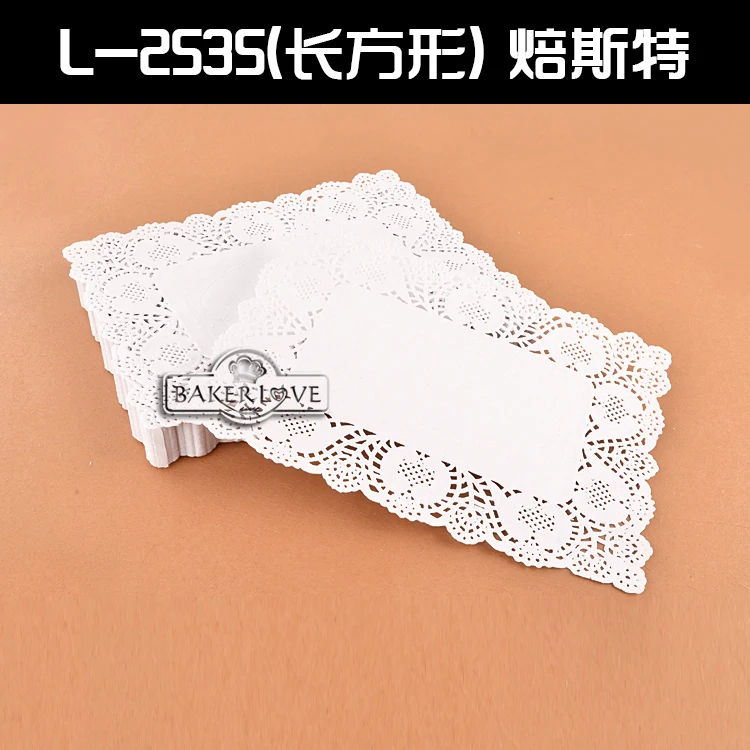 

BAKEST 10*13.5 inch White Rectangle Lace Paper Dolies Baking Pie Decoration Tools Placemat
