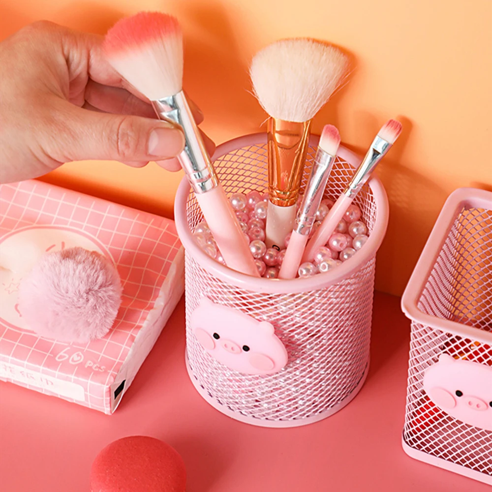 Розовый Настольный держатель для ручек девочек Офисная Ручка хранения