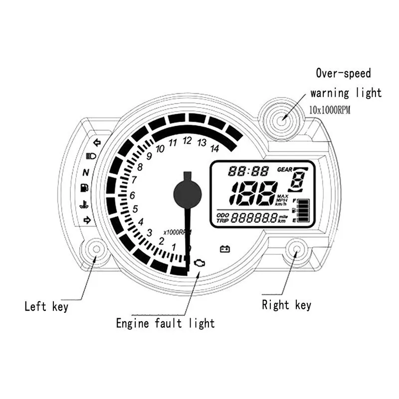 Новинка 14000 об/мин современный RX2N аналогичный ЖК Цифровой Мотоцикл одометр