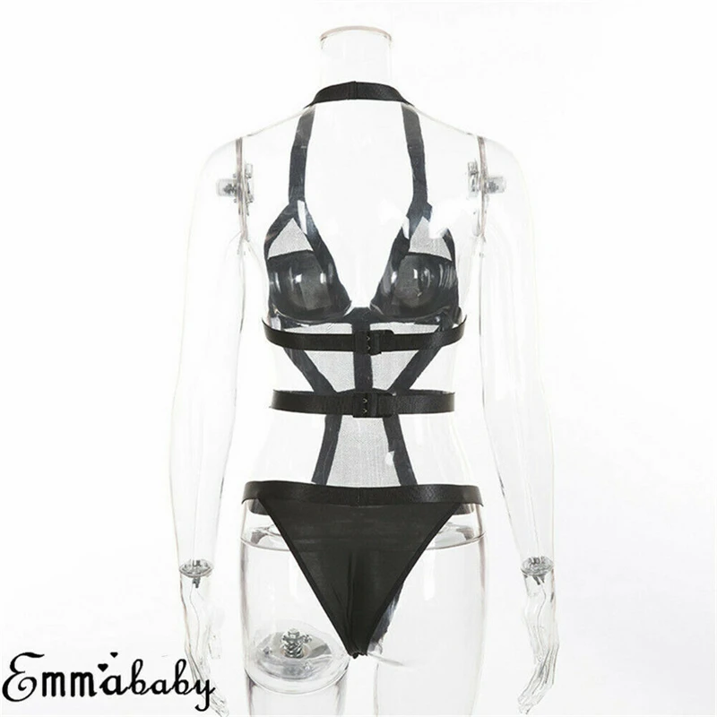 Sexy Women Mesh Patchwork Sleepwear Bodysuit Lingerie Underwear Summer Babydoll Bandage Stretch Leotard Nightgown Lady |