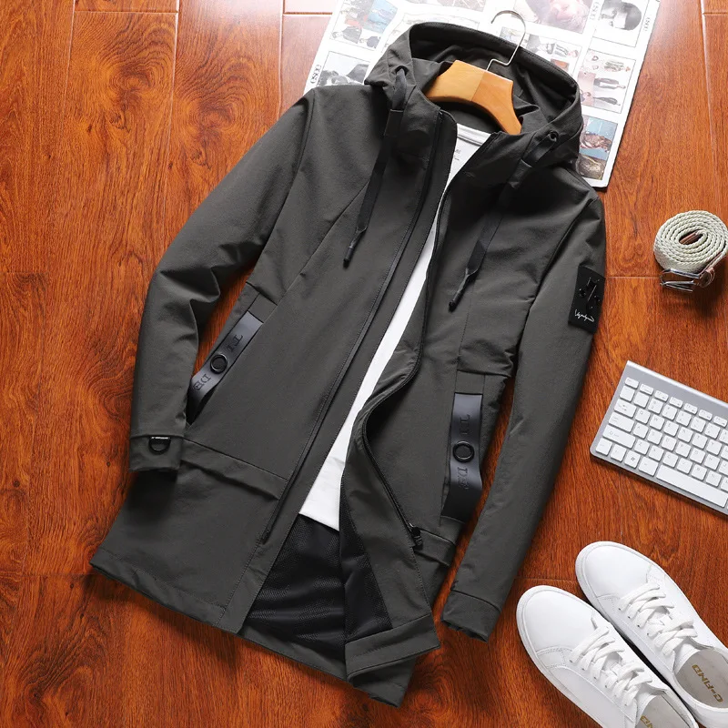2018 Новый осень зима мужские Тренч со шляпой Slim Fit Мужские Casaco печати письма с