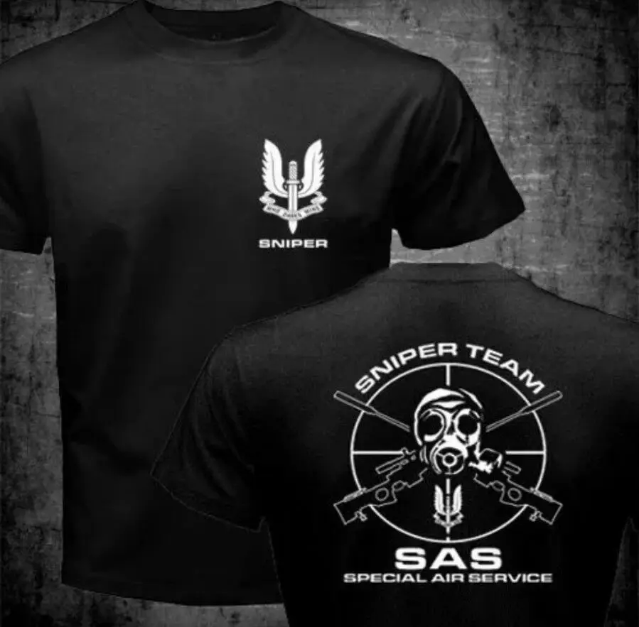 Мужская Трикотажная футболка с круглым вырезом Sas Snipers Team Secret Service двухсторонние