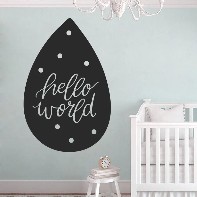 

Hello World Drop Style Wall Decal, Nursery Wall Vinyl Sticker, Baby Shower, Typography, Wall Decor, Gift For Baby BO15