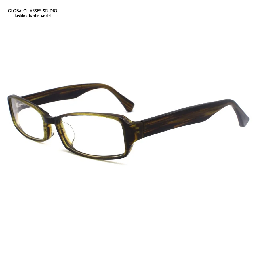 

New Fashion Rectangle Acetate Glasses Frame Women Men Business Light Havana Wide Temple Flexible Hinge Spectacle Eyeglasses Z020