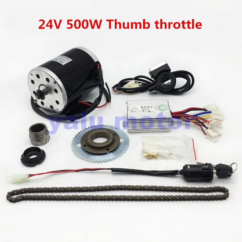 24V 500W Thumb 24 В/36 В/48 в 500 Вт Электрический скутер Мотор электрический велосипедный ремень привод MY1020 высокоскоростной ремень мотор электрический скутер конверсионный комплект - Цвет: 24V 500W Thumb