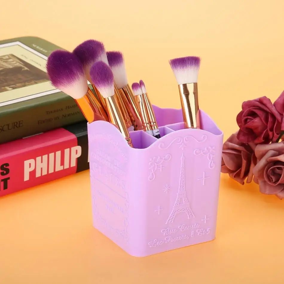 4 клетки ногтевой инструментный ящик для хранения Организатор нажмите с силой так ручка Нейл-арт кисть, лак для ногтей контейнер макияж кисти Дисплей полка
