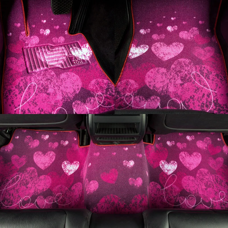 Модный принт в форме сердца Плюшевые индивидуальные автомобильные коврики |