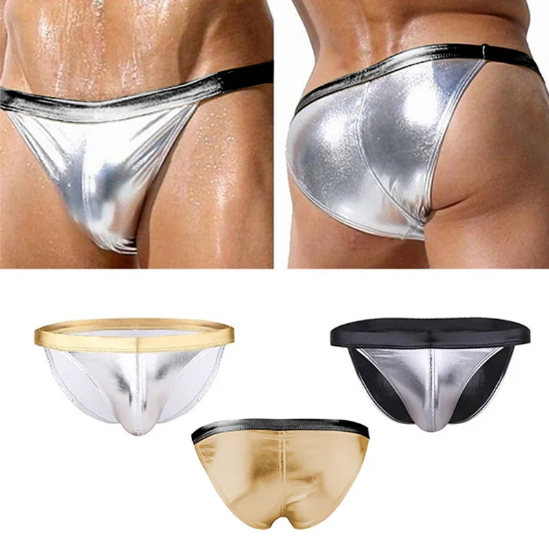 Mens Leather Lingerie Sexy PU Leather Underwear Jockstrap String Homme Men Sexy Under Wear Hip Gay Male Low Waist Thong Panties