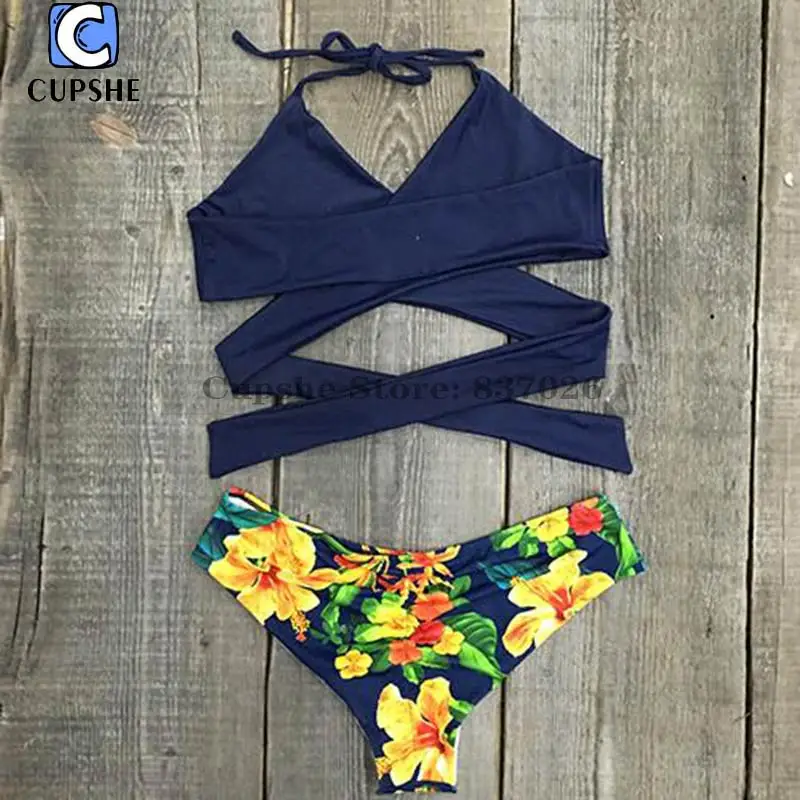 Женский купальник бикини CUPSHE с цветочным принтом и крестиком|swimwear china|swimwear retailsuit